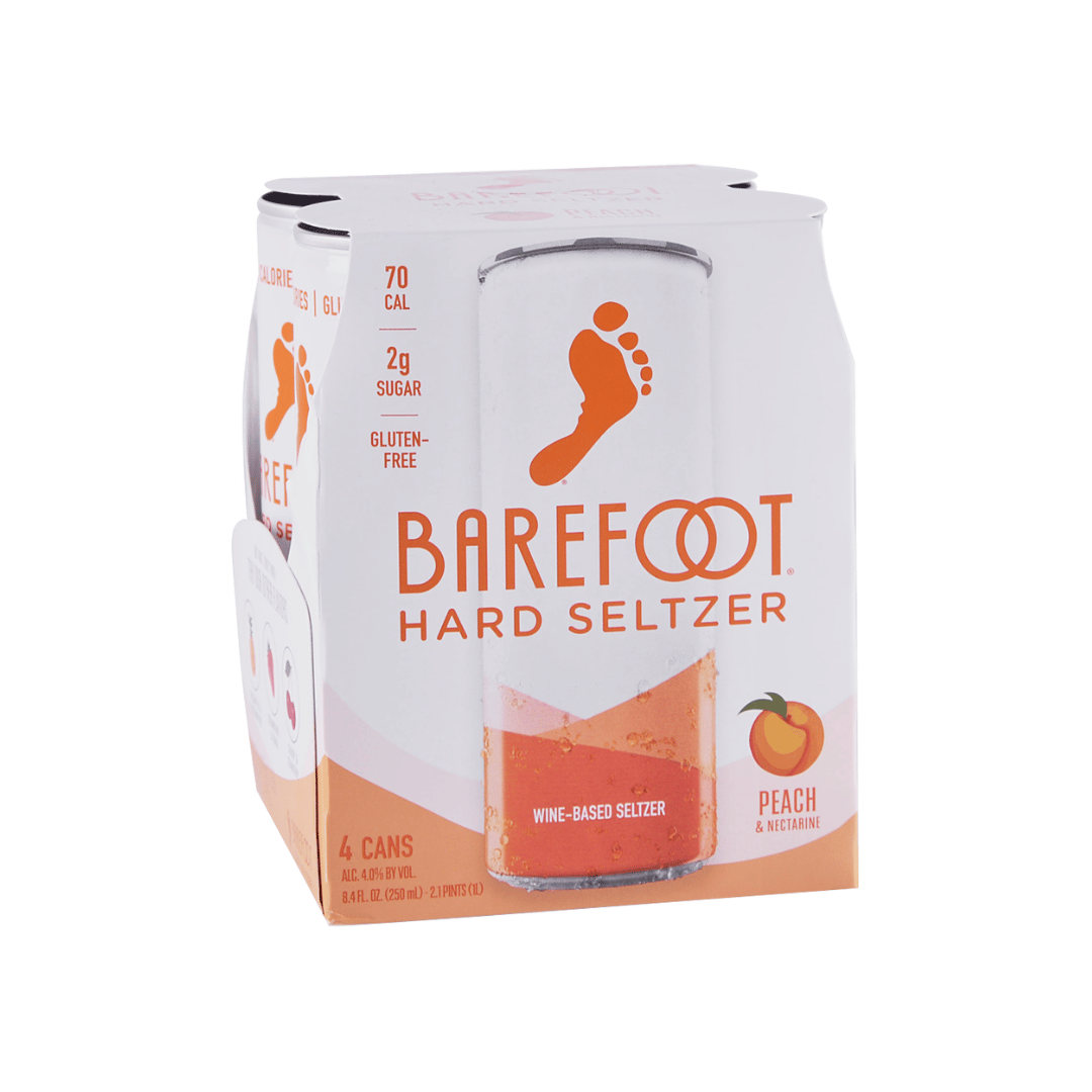 Barefoot  Hard seltzer Peach 4 pack